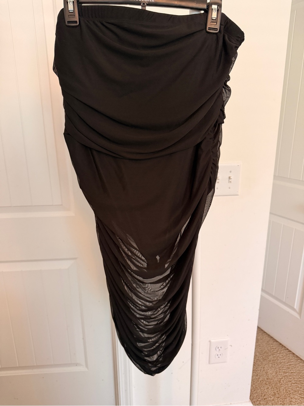 Fashion Nova Black Ruched Midi Dress